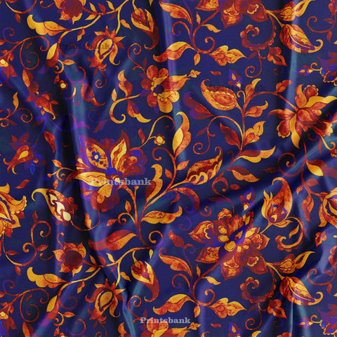 Blue Floral Digital Printed Fabric Manufacturer