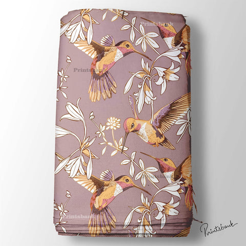 Floral Kingfisher Bird Printed Fabric Material Online