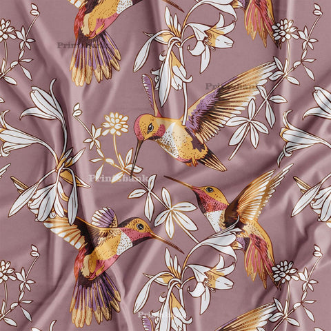 Floral Kingfisher Bird Printed Fabric Material Online