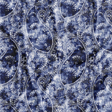 Navy Blue Paisley Printed Fabric Material