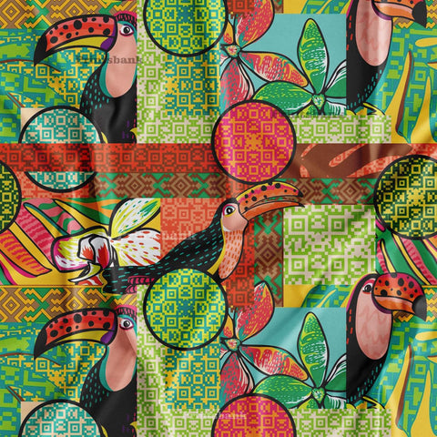 Floral Kingfisher Bird Printed Fabric Material Online 2