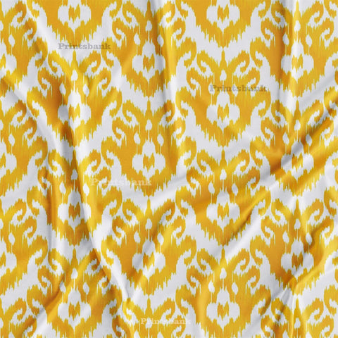 Yellow Digital Printed Ikat Wholesale Fabric For Dress