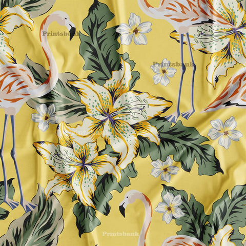 Floral Kingfisher Bird Printed Fabric Material Online 4