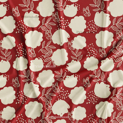 Red & White Printed Fabric Material Online India