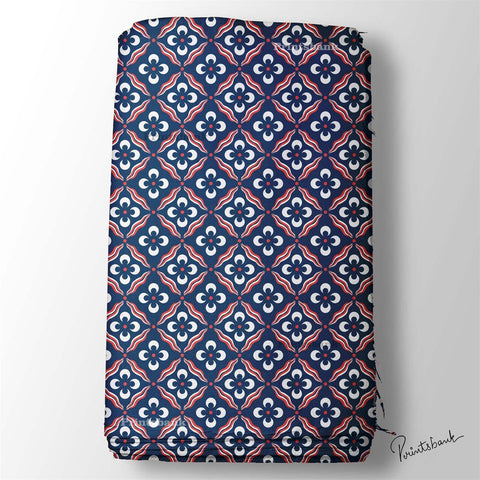 Navy Blue Floral Jaal Printed Fabric Online India