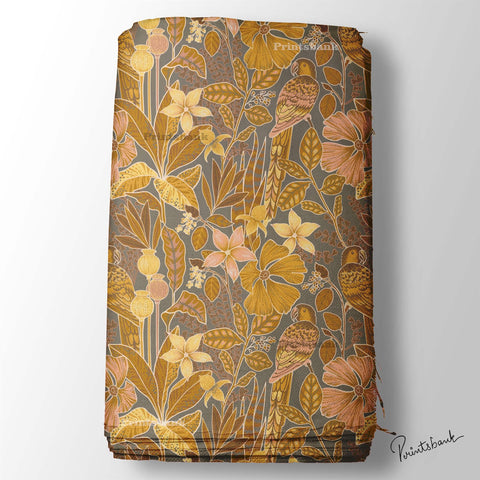 Designer Vintage Fauna Printed Fabric Material Online