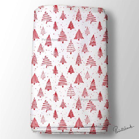 White & Red Christmas Digital Printed Fabric Material Market