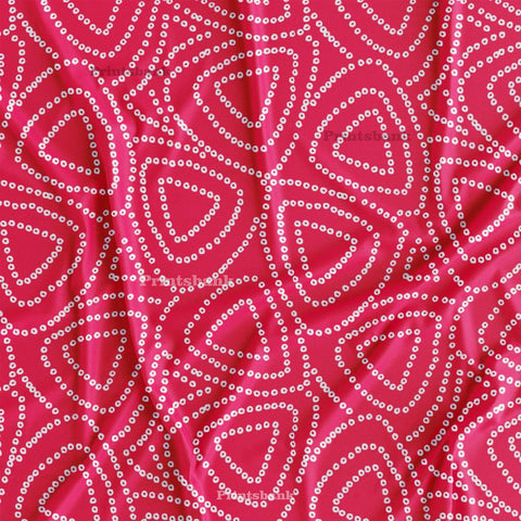 Pink Bandhani Fabric for Kurti Wholesale