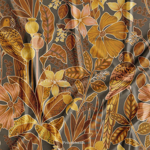 Designer Vintage Fauna Printed Fabric Material Online