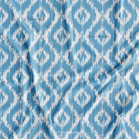 Blue Ikat Digital Printed Wholesale Fabric Online