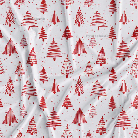 White & Red Christmas Digital Printed Fabric Material Market