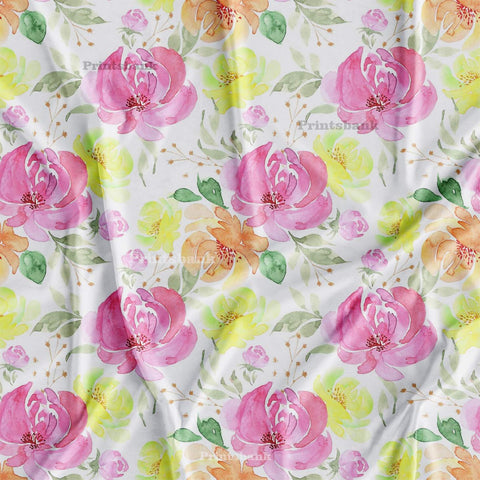 Watercolour Floral Printed Fabric