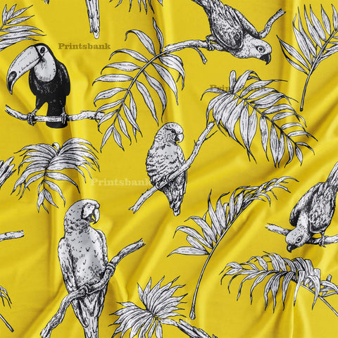 Floral Kingfisher Bird Printed Fabric Material Online 5