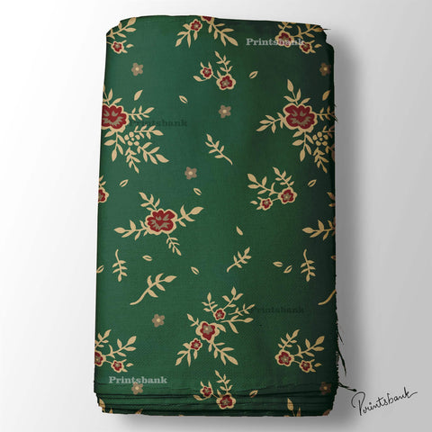 Emrald Green Floral Digital Printed Fabric Manufacturer In India