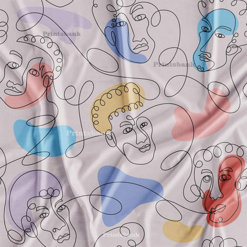 Face printed abstract fabric