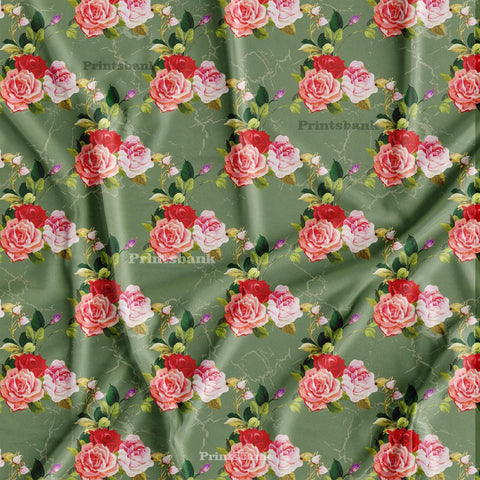 Pink Rose Floral Digital Printed Fabric Wholesale Online