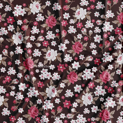 Maroon Floral Digital Printed Fabric Manufacturer In India