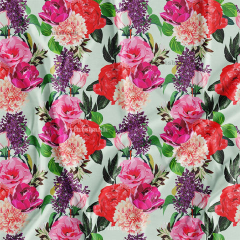 Multi Colour Floral Digital Printed Fabric For Dress Material