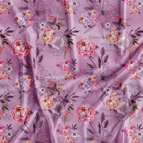 Onion Pink Floral Printed Fabric Material Wholesale Supplier