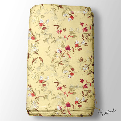 Yellow Floral Digital Printed Fabric Manufacture in India