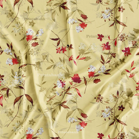 Yellow Floral Digital Printed Fabric Manufacture in India