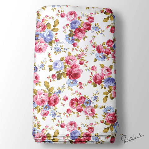 White Vintage Floral Digital Printed Fabric Manufacturer