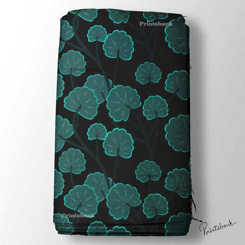 Black Green Floral Printed Fabric For Boutique Online