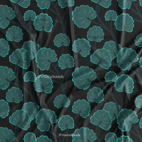 Black Green Floral Printed Fabric For Boutique Online