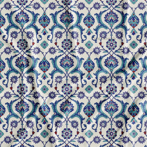 Blue Floral Jaal Printed Fabric Manufacture in Surat