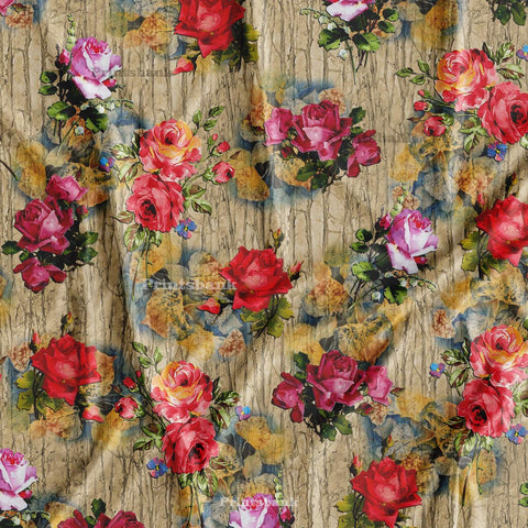 Vintage 3D Texture Floral Digital Printed Fabric Supplier Online