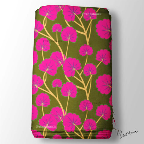 Bright Pink Floral Digital Floral Printed Fabric Wholesale Market