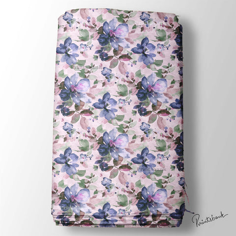 Lavender Floral Digital Printed Fabric Wholesale Supplier