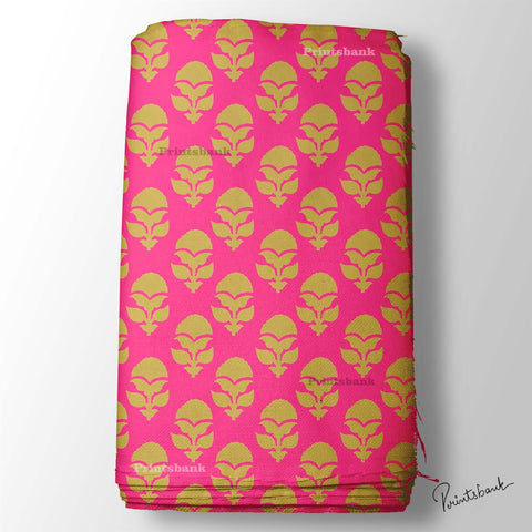 Hot Pink Motif Floral Digital Printed Fabric Manufacturer