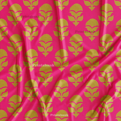 Hot Pink Motif Floral Digital Printed Fabric Manufacturer