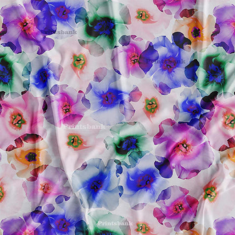 Watercolour Floral Digital Printed Fabric Material For Boutique Dress