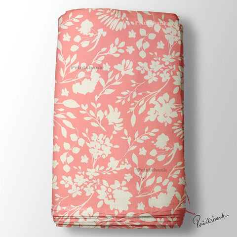 Peach Pink Floral Digital Printed Fabric Material Wholesale Price