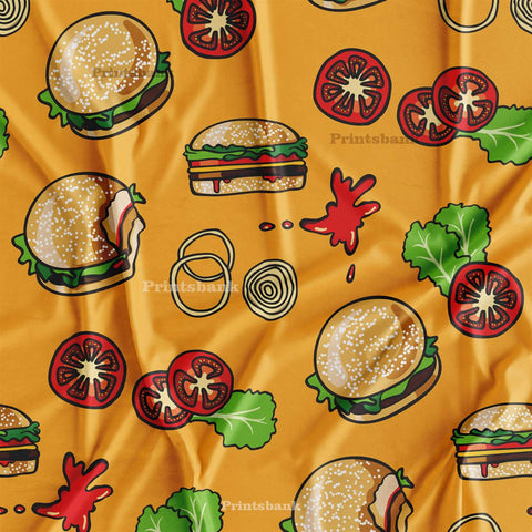 Quirky Burger Digited Printed Wholesale Fabric Material