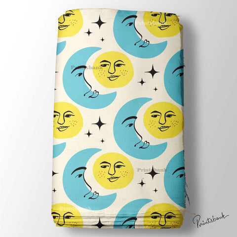 Quirky Sun Moon Printed Fabric Manufacturer In Surat