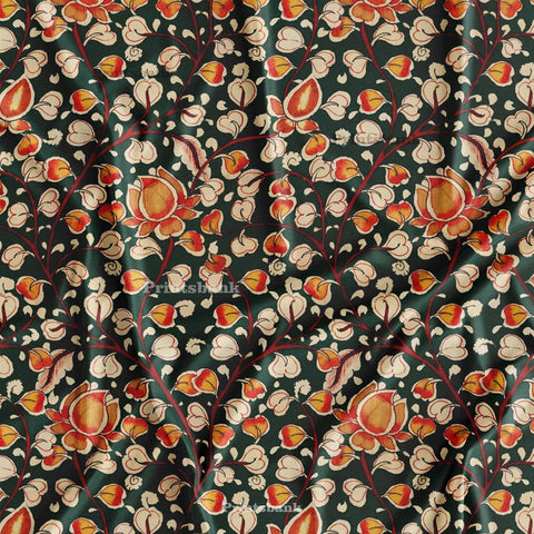 Green Kalamkari Printed Fabric Manufacturer In Surat