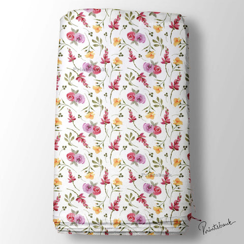 Watercolour Floral Printed Fabric