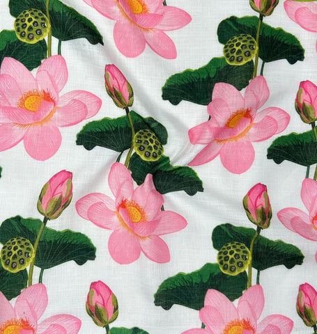 Soft Poly Cotton Lilen Pichwai Digital Printed Fabric