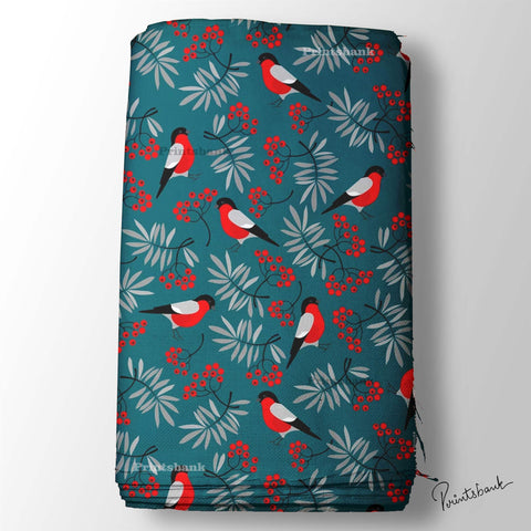 Floral Kingfisher Bird Printed Fabric Material Online 27