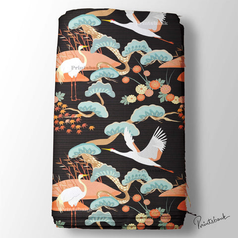 Floral Kingfisher Bird Printed Fabric Material Online 29