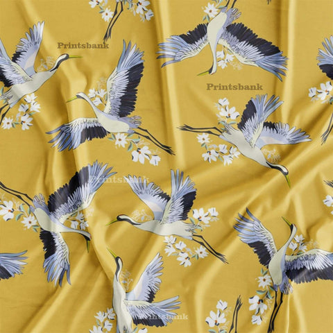 Floral Kingfisher Bird Printed Fabric Material Online 31