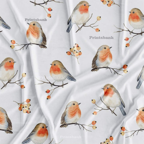 Floral Kingfisher Bird Printed Fabric Material Online 33