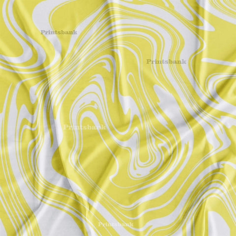 Yellow White Marble Printed Fabric For Online Market