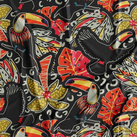 Black Bird Digital Printed Fabric Wholesale Price