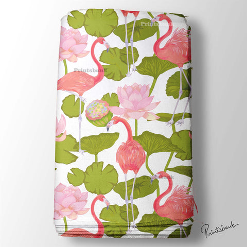 Flamingo Lotus Pichwai Printed Fabric Manufacturer