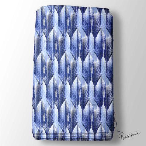 Blue Ikat Digital Printed Fabric Manufacturer In India