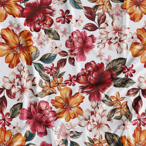 Big Floral Garden Digital Printed Fabric Manufacturer In Surat